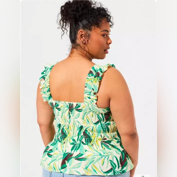 Torrid Peplum Washable Crinkle Gauze Smocked Tank Top 2X - Picture 3 of 10